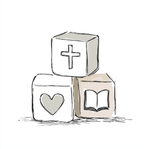 FIRST FOUNDATIONS ACADEMY BUILDING BLOCKS WITH CROSS, HEART AND OPEN BOOK
